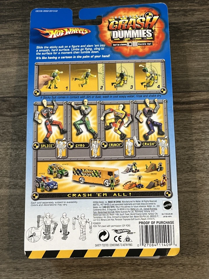 Raro Hot Wheels Incredible Crash Dummies Crunch Figura Sellado 2004 Paquete Desgaste Foto 2 de 4