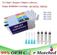 802 802XL Alternative No Chip Refillable Ink Cartridge WF-4720 WF-4730 WF-4740