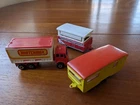 Vintage Matchbox models Trailer Caravan Pop Up Camper 2 Mercedes Container truck