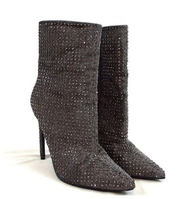 Steve Madden Women's Wifey Black Ankle Boots Rhinestone 7 M