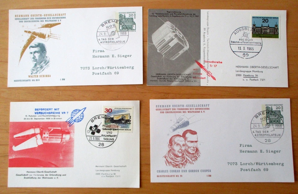 22 FLUGBELEGE / RAKETENPOST DER HERMANN OBERTH-GES. TEILWEISE SEHR SELTENE EX. - Bild 3 von 4