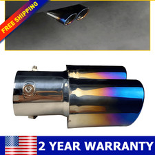 Car Rear Dual Outlet Exhaust Tip Tail Muffler Tip Round Blue Stainless Steel Usa Car Rear Dual Outlet Exhaust Tip Tail Muffler Tip Round Blue Stainless Steel Usa
