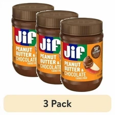 (3 pack) Jif Peanut Butter & Chocolate Flavored Spread, 15 Oz. Jar