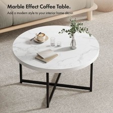 Couchtisch Marmoroptik rund stabil modern stilvoll Design Wohnzimmer Getränke