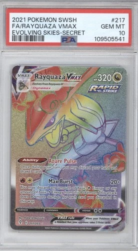 RARE 2021 Pokemon SWSH Evolving Skies Rayquaza Vmax Secret #217 PSA 10