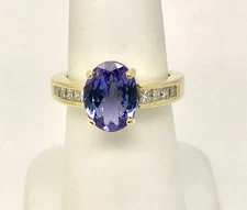 3.35 Ct Oval Cut Tanzanite Women's Unique Engagement Ring 14K Yellow Gold