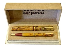 Set Waterman Lady Patricia Fountain Pen + Pencil, ONYX,  Orig. Box 14k Flex Nib