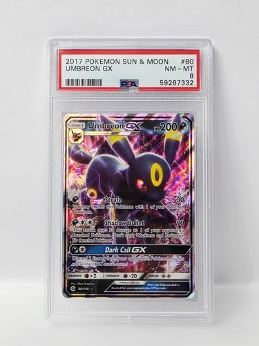 POKEMON SUN & MOON UMBREON GX HOLO #80 PSA 8 VERY NICE!!!
