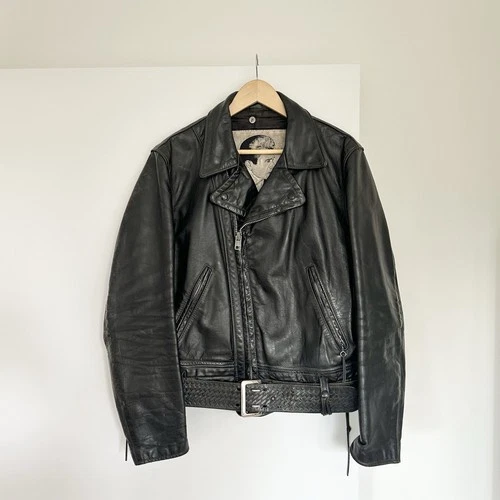 Vintage 80s James Dean JD2 Schott Motorcycle Jacket Belted 42 USA 1985 Perfecto - product listing photo