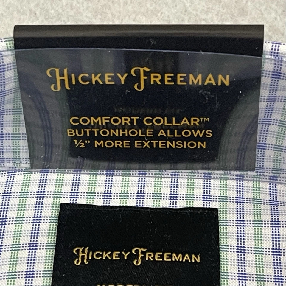 Camisa de vestir Hickey Freeman para hombre 15 32/33 a cuadros ajuste moderno 100 % algodón Pima NUEVA Foto 3 de 4
