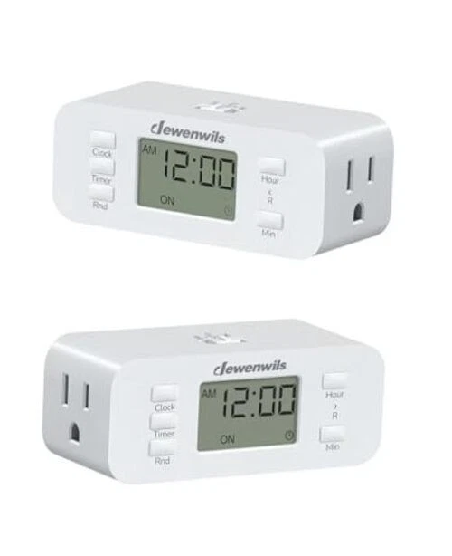 24 Hour Programmable Digital Timer Outlet, 2 Pack Timers for 2pack 24hour