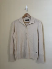 Loro Piana 100% Baby Cashmere Cardigan Sweater Knit Cream 46