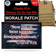 Charlie Kirk HERO Morale Patch | Patriotic Patch | Fight Fight Fight USA Flag