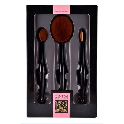 NIB Oentissi Oval Makeup Brush Set  3pc Foundation Contour Blend Kit $20 Retail