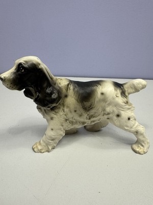 Vintage Black & White Cocker Spaniel Pointer Dog Figurine Sculpture Japan