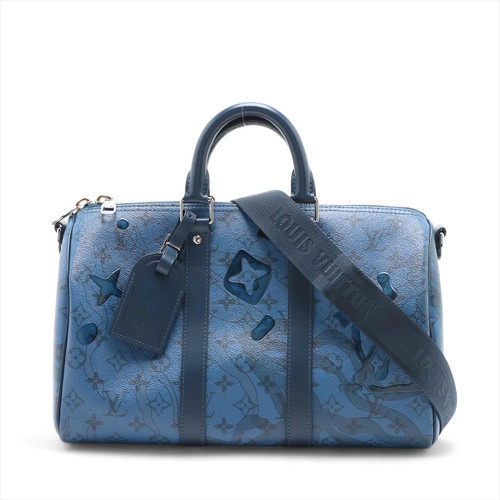 Louis Vuitton Monogram AQUA GARDEN Keepall Bandoulière 35 M22573 Blue