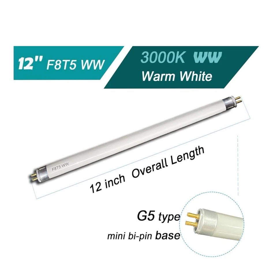 Linear Fluorescent Light Bulb  8W Warm White T5 Tube 3000k Soft Warm White - Image 2 of 4