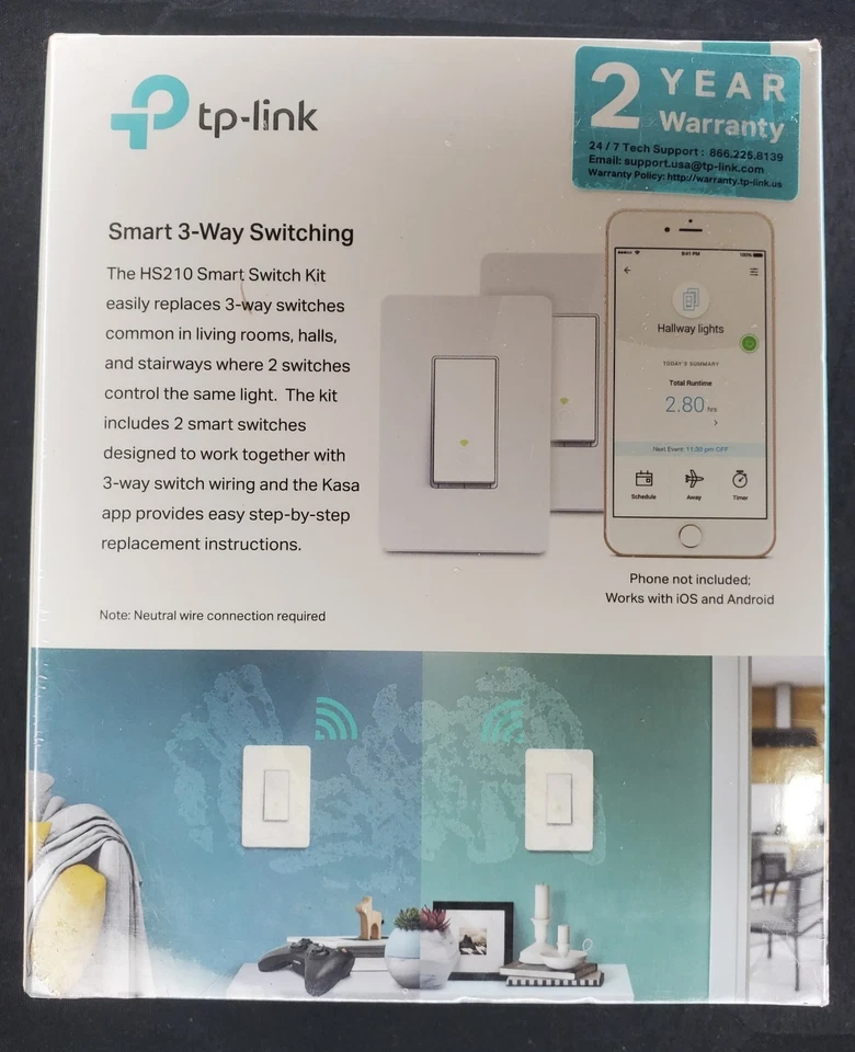 Set of 2 Tp-link Smart Wi-Fi Light Switch 3-Way Kit HS210 KIT Google/Alexa - Image 2 of 4