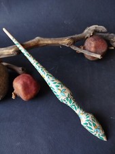 Hand-Painted Support Spindle – Beech Wood 11” | Handmade Botanical Spinning Tool