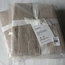 Pottery Barn STANDARD Belgian Flax Linen Waffle Weave Sham Set 2, FLAX 26 x 20