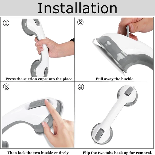 2Pack Shower Grab Bar 12"Showers Suction Bar Handle Bathroom Safety Grip Handle - Picture 8 of 19