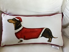 Isaac Mizrahi Dachshund Doxie Christmas holiday Decorative Dog Pillow NWT