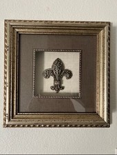 Stunning Shadow Box Jeweled Fleur De Lis Artwork