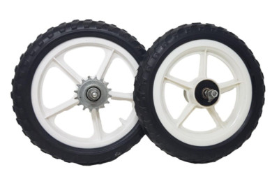 Paar 12 Zoll vorne & hinten weiß 300 mm Mag Räder mit Vollgummireifen für Kinderfahrräder