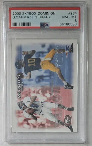 2000 Skybox Dominion - #234 Giovanni Carmazzi, Tom Brady (RC) PSA 8 ROOKIE