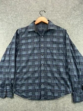 Louis Philippe Series XIV Shirt Mens 40cm Blue Plaid Button Up Long Sleeve 1