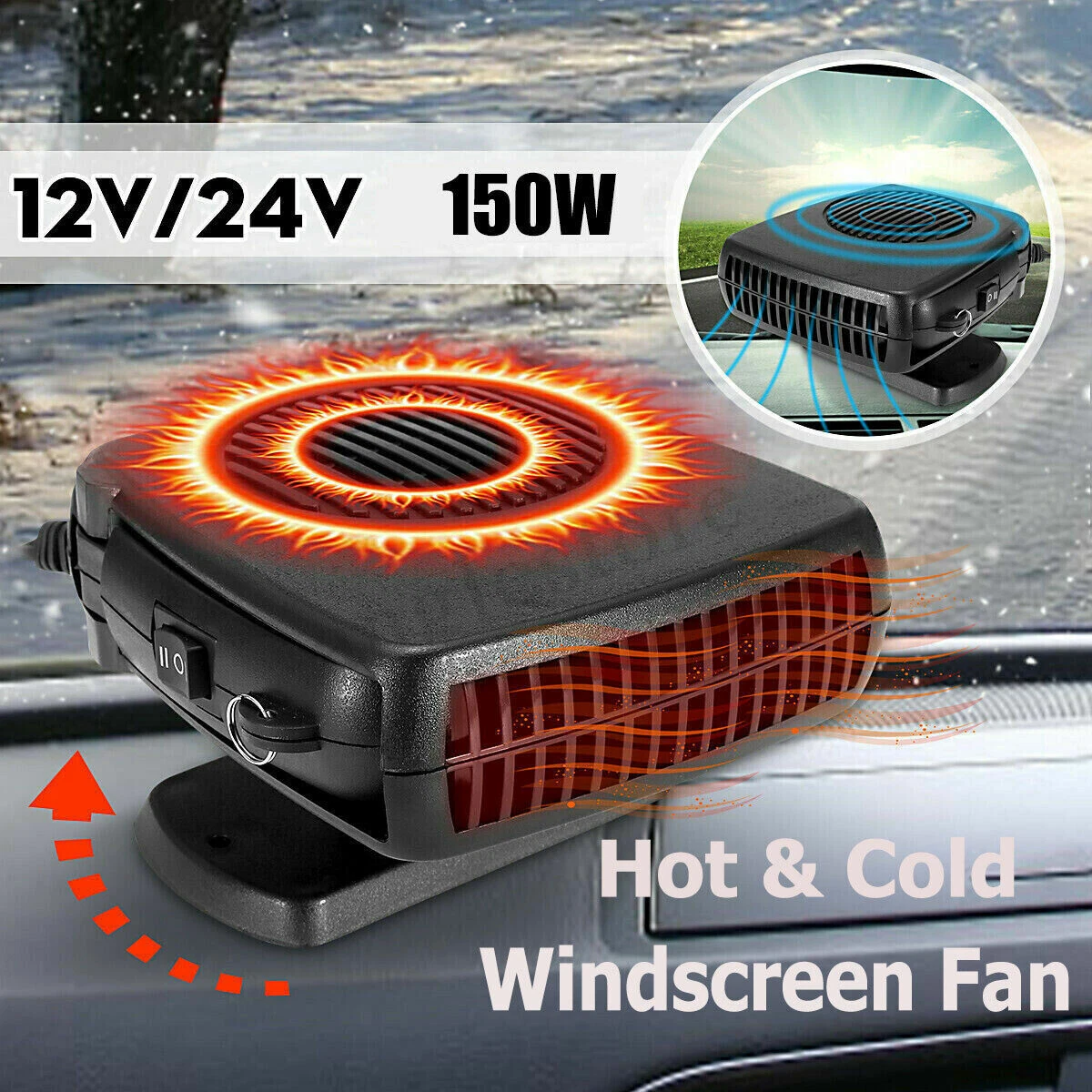 12V DC Car Auto Portable Defroster Demister Electric Heater Heating Cooling  Fan | eBay