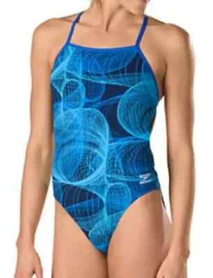 NWT SPEEDO Girl 26 Competition Swimsuit Cyclone Strong Endurance+ $84 Blue Swim