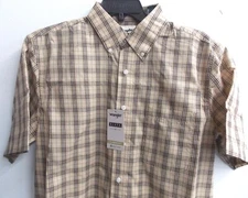 Wrangler Riata Short Sleeve Plaid Shirt, 112359943, Light Weight, Khaki