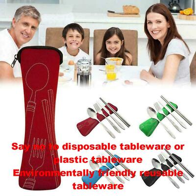 4pc. Stainless Steel Tableware Portable Silverware Travel/Camping Cutlery Set