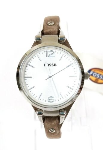 NUEVO RELOJ FOSSIL GEORGIA ORO, ORO ROSA, TONO PLATEADO, CORREA DE CUERO DELGADO - Imagen 12 de 22