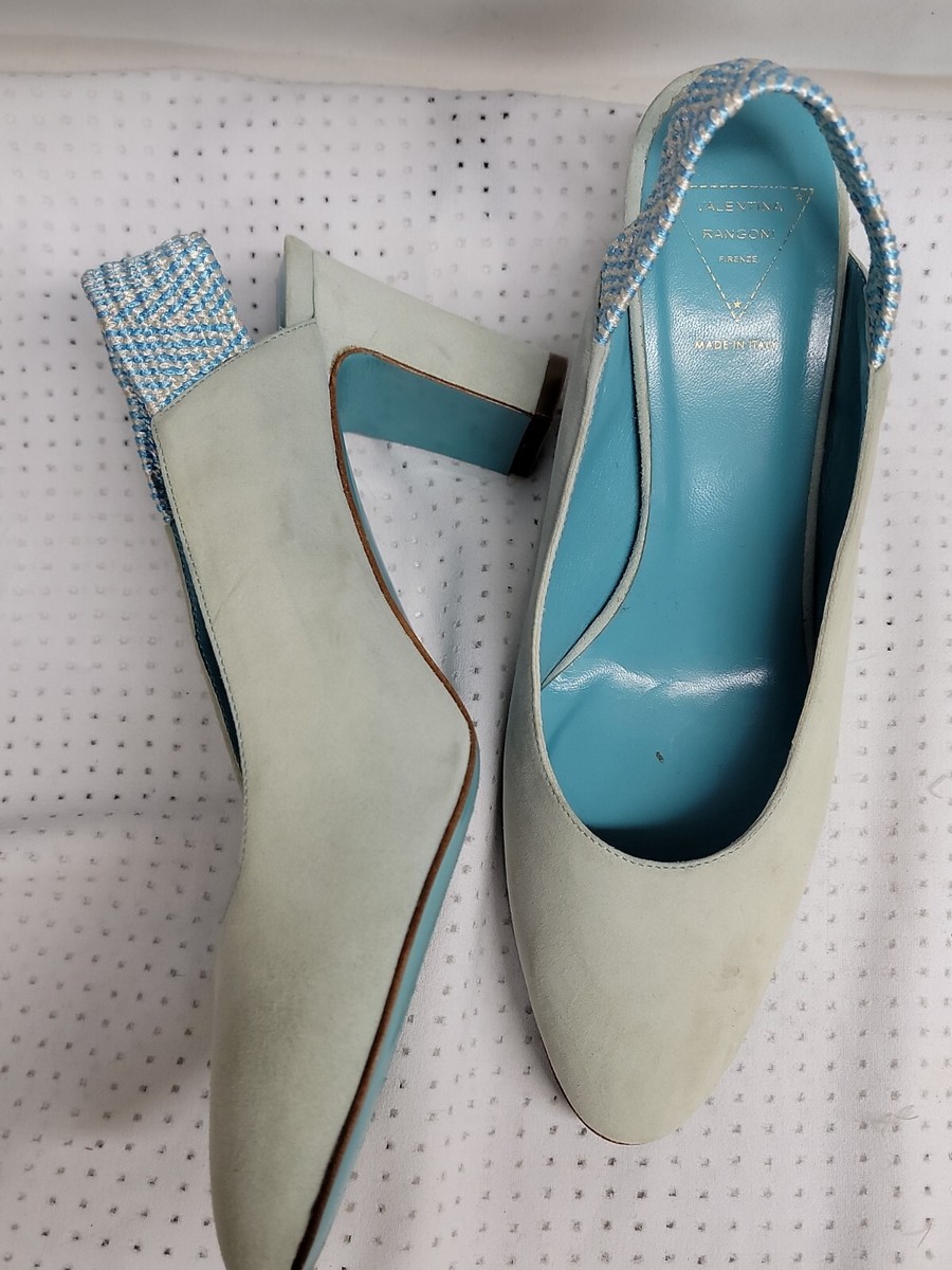 Valentina Rangoni Firenze RETRO Blue Suede Pumps Women's Size 8M