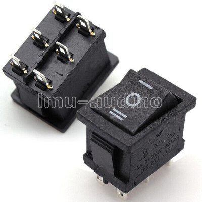 5PC 3 Position 6Pin DPDT ON-OFF-ON Snap Boat Rocker Switch AC 6A/250V 10A/125V