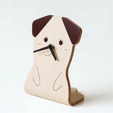 Cute Puppy Animal Wood Table Desk Clock Art Design interior Decor Kawaii Gift