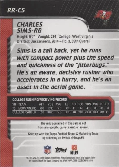 2014 Topps Chrome Charles Sims #RR-CS