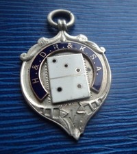 Silber Emaille Dominosteine Medaille Uhrentasche Antik Sterling Hm 1921 Vaughton