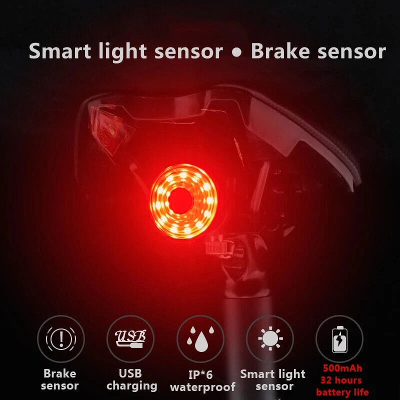 Fanale Posteriore per Bici da Freno Luci Lampada LED per Bicicletta Intelligente - Immagine 3 di 4