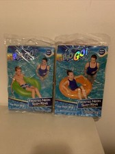 2 H2OGo Bestway Swim Ring Water Summer Tube Age 10 Frosted Neon Green Orange