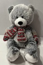 Hugfun International Plush Frosted Gray Bear W/Winter Mittens Scarf 19” St Jude