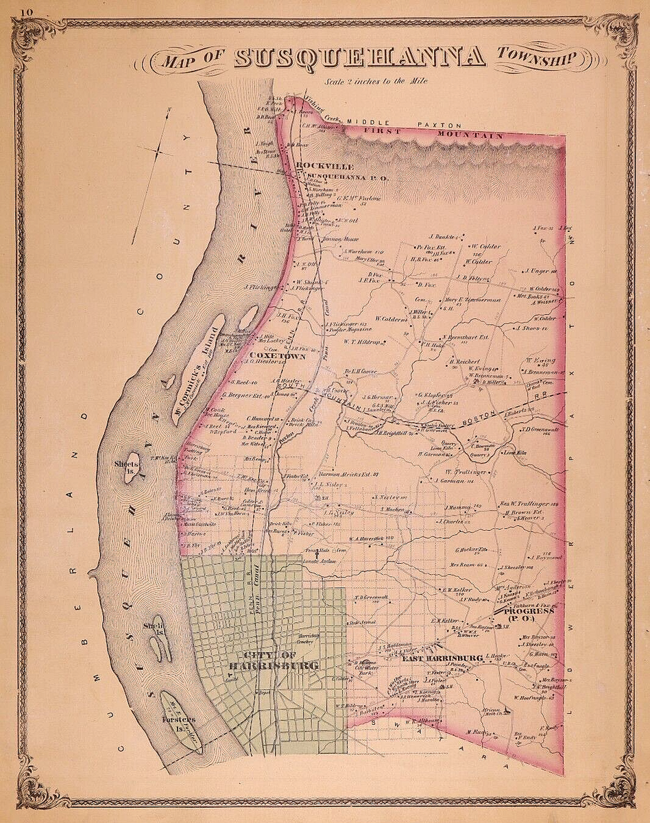 1875 Plat Map ~ SUSQUEHANNA Twp., DAUPHIN Co., PENNSYLVANIA