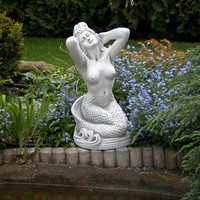 Nixe Meerjungfrau Raumdeko Steinfigur 56 Cm 35 Kg Grau WeißBeton Frostsicher