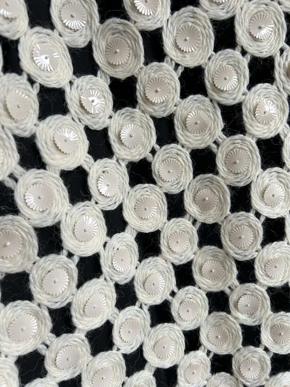 Abito Tory Burch passerella lana guipure impreziosito US6 UK10 panna prezzo consigliato £ 1 8k