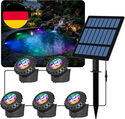 T-SUN Solar Teichbeleuchtung RGB Solar Unterwasserstrahler LED Teich Licht Mit I