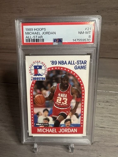 1989 Hoops #21 MICHAEL JORDAN ALL-STAR - PSA 8 - NM-MT - Freshly Graded - 🔥🏀🔥