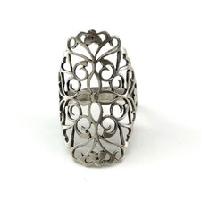 Vintage Sterling Silver 925 Filigree Floral Scroll Ornate Statement Ring 7 1/2
