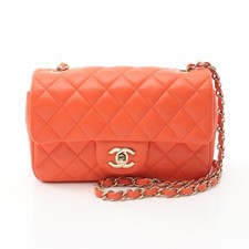 Chanel Matelasse Lambskin Shoulder Bag Women Orange One Size 596800